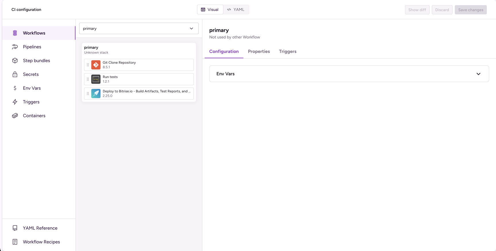 The offline Workflow Editor with the Workflows tab open, showing a Workflow's Steps