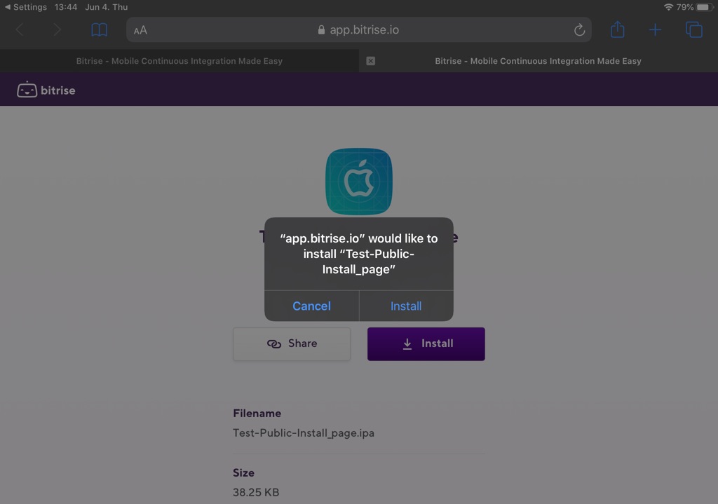 Installing an ipa file from the public install page