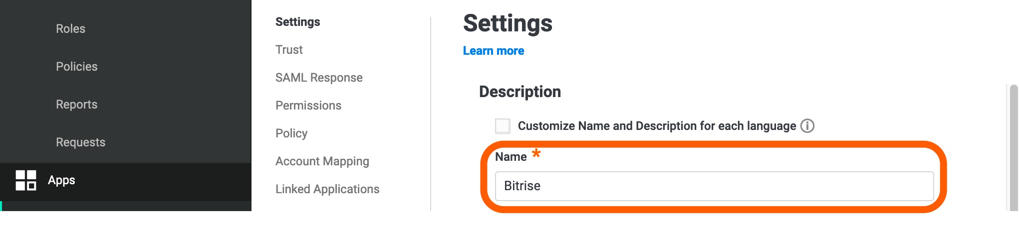 Setting up Idaptive SAML SSO for Bitrise