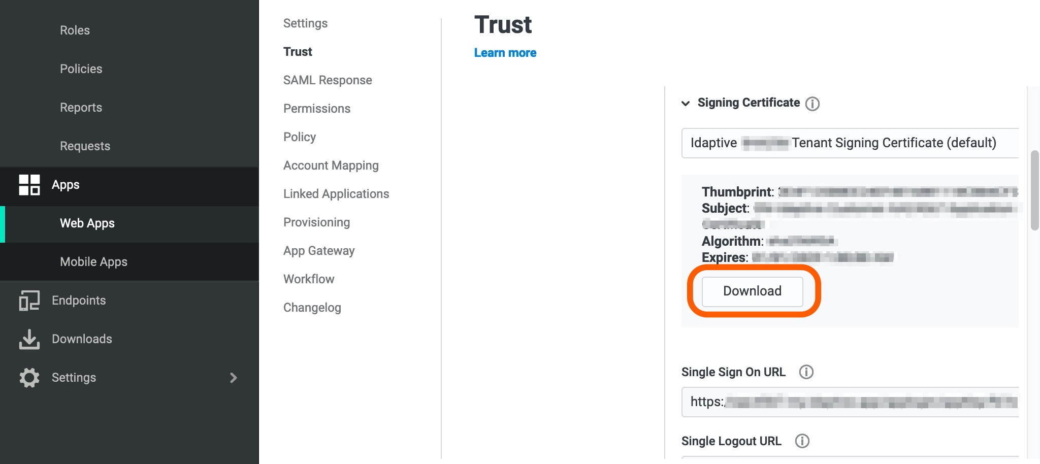 Setting up Idaptive SAML SSO for Bitrise