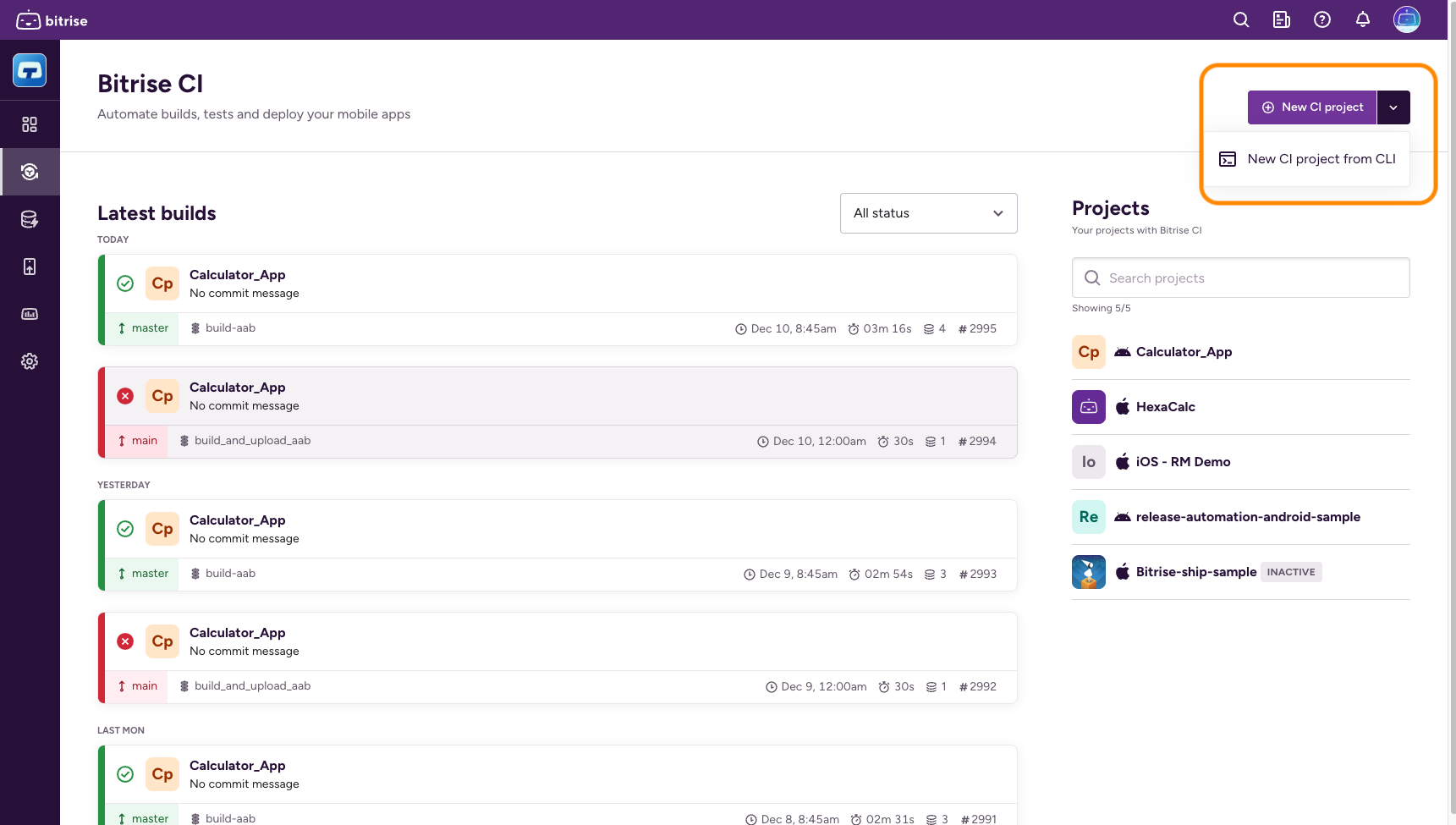 new-ci-project-button