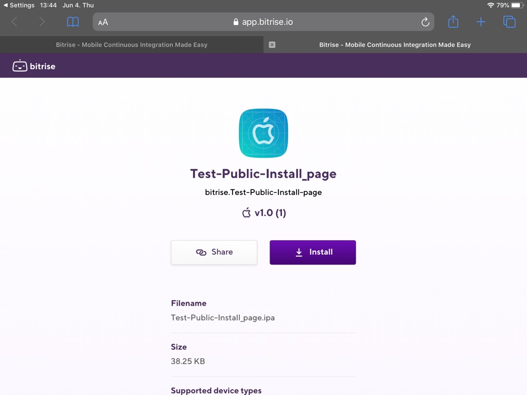 Installing an ipa file from the public install page